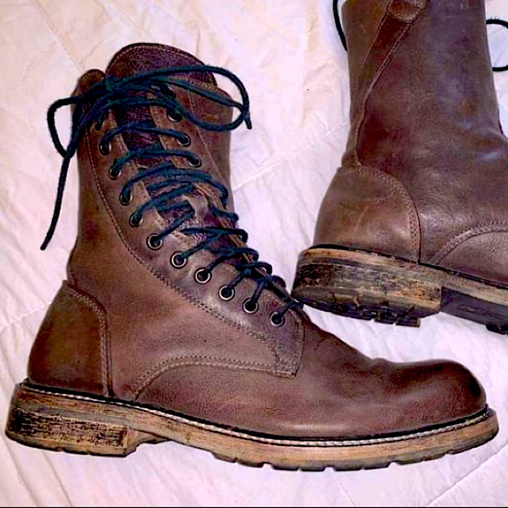 John Varvatos Leather Combat Boots - Size 10